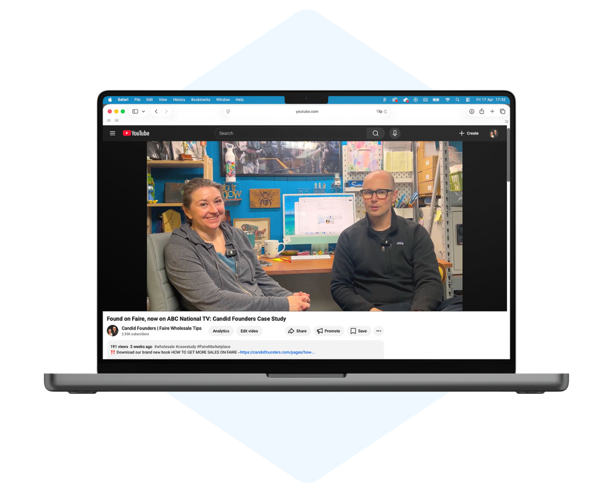 Laptop displaying a video of Candid Founders client and Andrew Kemp