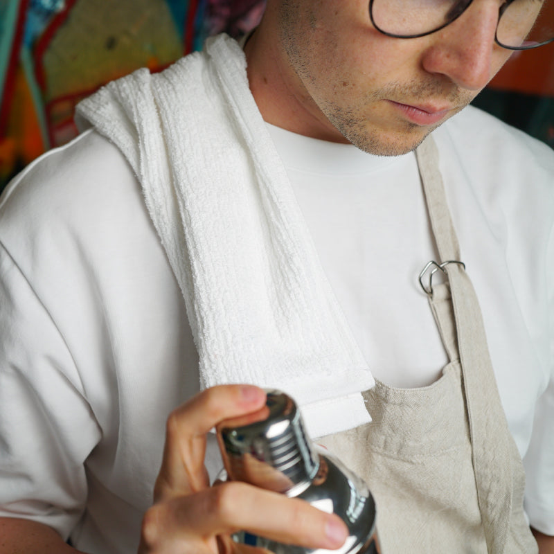Andrew Kemp photoshoot with bar towel