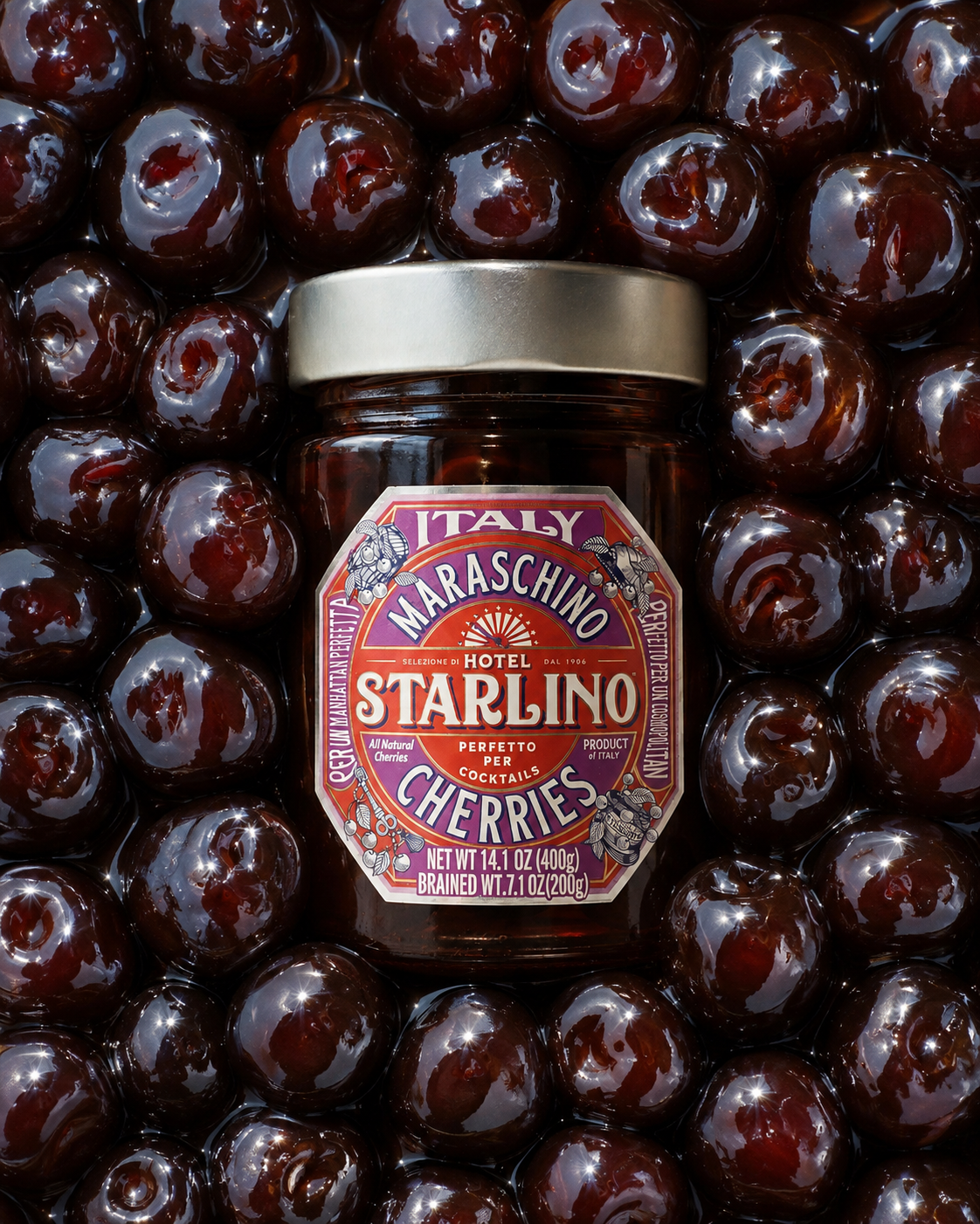 Hotel Starlino cherry texture · Creative by Candid Founders