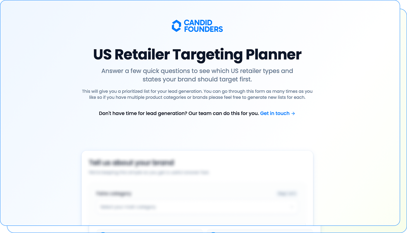 US Retailer Targeting Planner form on a white background with blue accents.